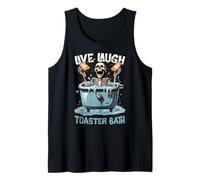 Divertente scheletro con toast in mani Live Laugh Toaster Bath Canotta
