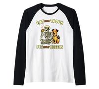 Divertente Scheletro di cane Mangia quei Tacos Accarezza Maglia con Maniche Raglan