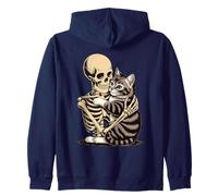 Divertente Scheletro Gatto Abbraccio Halloween - Carino Spooky Kitty Costume Felpa con Cappuccio