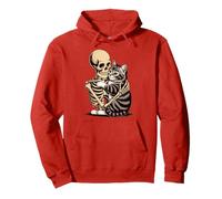 Divertente Scheletro Gatto Abbraccio Halloween - Carino Spooky Kitty Costume Felpa con Cappuccio