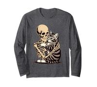 Divertente Scheletro Gatto Abbraccio Halloween - Carino Spooky Kitty Costume Maglia a Manica