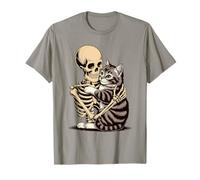 Divertente Scheletro Gatto Abbraccio Halloween - Carino Spooky Kitty Costume Maglietta