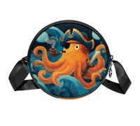 Divertente scheletro girasole piccole borse a tracolla per telefono cellulare borse a portafoglio con grande capacità e tracolla regolabile per donne e ragazze, Polpo pirata, 7x1.8 in