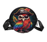 Divertente scheletro girasole piccole borse a tracolla per telefono cellulare borse a portafoglio con grande capacità e tracolla regolabile per donne e ragazze, Pappagallo pirata, 7x1.8 in