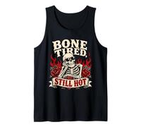 Divertente Scheletro Stanco Ossa Rose invecchianti Halloween Punk Canotta