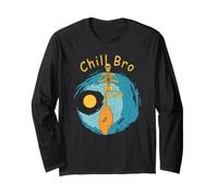 Divertente Scheletro Zen Surf Yoga Pose Maglia a Manica