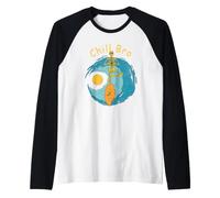 Divertente Scheletro Zen Surf Yoga Pose Maglia con Maniche Raglan
