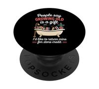 Divertente scherzo invecchiante crescente vecchio ritorno gatto vasca scherzo donne uomini PopSockets PopGrip Adesivo
