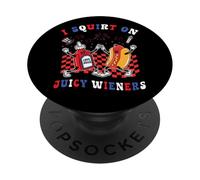 Divertente Schizzo su Juicy Wieners 4 luglio Hotdog PopSockets PopGrip Adesivo