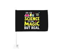 Divertente scienza, è come una magia, ma è reale. Fermaglio per finestra per bandiere per auto, protezione solare, decorazione, striscione bifacciale da 12 x 18 pollici per camion.