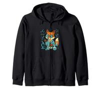 Divertente Scienza Fox Chemist Lab Nerd Opera d'Arte Felpa con Cappuccio