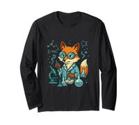Divertente Scienza Fox Chemist Lab Nerd Opera d'Arte Maglia a Manica