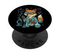 Divertente scienza Fox Chemist Lab Nerd Opera d'arte PopSockets PopGrip Adesivo