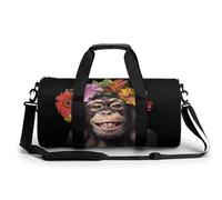 Divertente scimmia con fiori stampati palestra sport borsa da viaggio borse da viaggio borse da weekend leggeri per uomo donna, Stile:, 17.7in/9in/9in, MHXYZHW