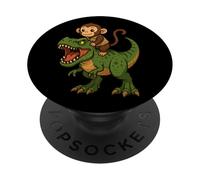 Divertente scimmia dinosauro Trex Zoo amante degli animali ragazzi ragazze bambini PopSockets PopGrip Adesivo