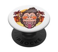 Divertente Scimpanzé Estate Scimmia - Vacanze Chimp Palme PopSockets PopGrip Adesivo