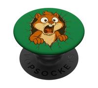 Divertente scoiattolo scioccato crepe parete carino scoiattolo bambini PopSockets PopGrip Adesivo