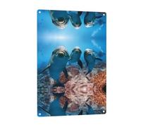 Divertente segnaletica a forma di delfino che ti guarda, decorazione da parete per interni ed esterni, adatta per feste, camere da letto e portici.