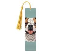 Divertente segnalibro in legno con bulldog inglese per uomini, donne, insegnanti, regalo vintage fatto a mano, segna libri per leggere pagine marcatori da appendere etichette regalo ornamenti