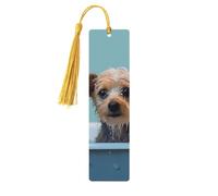 Divertente segnalibro in legno con cane nella vasca da bagno, per uomini, donne, insegnanti, regalo vintage, fatto a mano, segna libri per leggere le pagine, etichette regalo da appendere, segnalibro