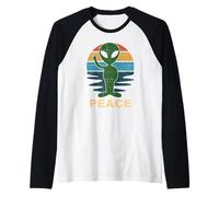 Divertente Segno di Pace Alieno Anti Guerra Amore Pace sulla Terra Maglia con Maniche Raglan