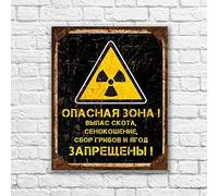 Divertente segno di radiazione Chernobyl Zona Cartello Chernobyl Stalker avvertimento targa antica poster antico bar decorazione da parete decorazione da parete poster in metallo 20 x 30 cm