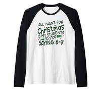 Divertente Sei Sette Studenti Natale 67 Meme Gen Alpha Slang Maglia con Maniche Raglan