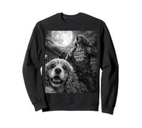 Divertente Selfie da Uomo con Grafica Horror Vintage con papà in Stile Cocker Spaniel Felpa