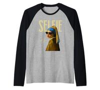 Divertente Selfie Parodia Ragazza con Un orecchino di Perle Maglia con Maniche Raglan