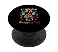 Divertente servizio di terapia cane Il mio terapeuta ha una coda scodinzolante PopSockets PopGrip Adesivo