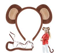 Divertente set di accessori per costume con orecchie di scimmia e coda | Fascia morbida con coda abbinata che aggiunge divertimento alle attività di travestimento | Kit di accessori per spettacoli