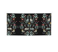 Divertente sfondo natalizio con gatti, uccelli e fiori stampati con occhielli angolari, vivace cartello da appendere per feste notturne