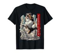 Divertente Shetland Sheepdogs Cane Kaiju Mostro Giapponese Maglietta