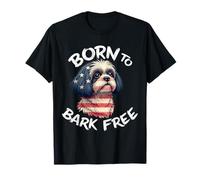 Divertente Shih Tzu Cane Vintage Shih Tzu Bandiera Americana Maglietta