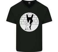 Divertente Silhouette Di Coniglio Rock N Roll Uomo T-Shirt In Cotone A V