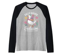 Divertente Silly Goose Inclusione Tutti Appartiene Detto Umorismo Maglia con Maniche Raglan
