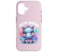 Divertente simpatico ippopotamo Moo Deng Custodia per iPhone 16