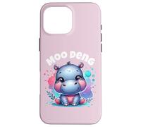 Divertente simpatico ippopotamo Moo Deng Custodia per iPhone 16 Pro Max