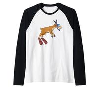 Divertente Snorkeling Capra Cartoon Design Cute Animal Scuba Diver Maglia con Maniche Raglan