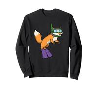Divertente Snorkeling Volpe Cartone Animato Design Carino Animale subacqueo Felpa