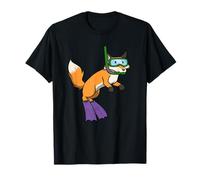 Divertente Snorkeling Volpe Cartone Animato Design Carino Animale subacqueo Maglietta
