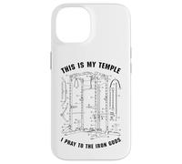 Divertente sollevatore di diagramma del rack di potere degli dei di preghiera del tempio della palestra Custodia per iPhone 14