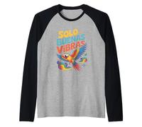 Divertente Solo Buenas Vibras Psichedelico Pappagallo Maglia con Maniche Raglan