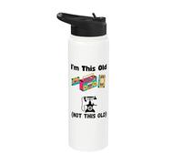 Divertente sono questa vecchia cassetta VHS lettore musicale divertente persona anziana Stainless Steel Insulated Water Bottle