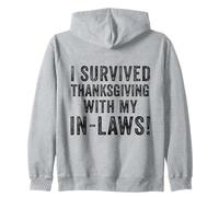 Divertente, Sono Sopravvissuto al Ringraziamento con Le Mie suocere Turchia Bavaglio Felpa con Cappuccio