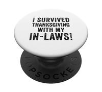 Divertente, sono sopravvissuto al Ringraziamento con le mie suocere Turchia Bavaglio PopSockets PopGrip Adesivo