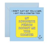 Divertente sottobicchiere ritagliato con scritta in lingua inglese "Greetings for Bestie Friend Partner Mum Dad Sister Brother Workmate Brother Sister Family Him Her - Viene fornito con adesivi