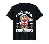 Divertente Souvenir Britannico per Le Vacanze Chip del Regno Unito Maglietta