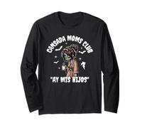 Divertente spaventoso Halloween Cansada Moms Club Mis Hijos Maglia a Manica