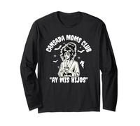 Divertente spaventoso Halloween Cansada Moms Club Mis Hijos Maglia a Manica
